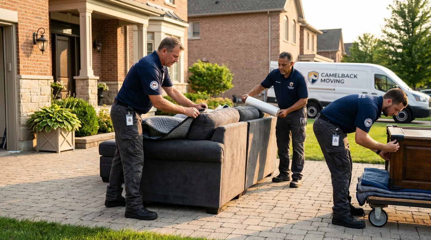 Large estate moving crew wrapping furniture in Dresden, OH